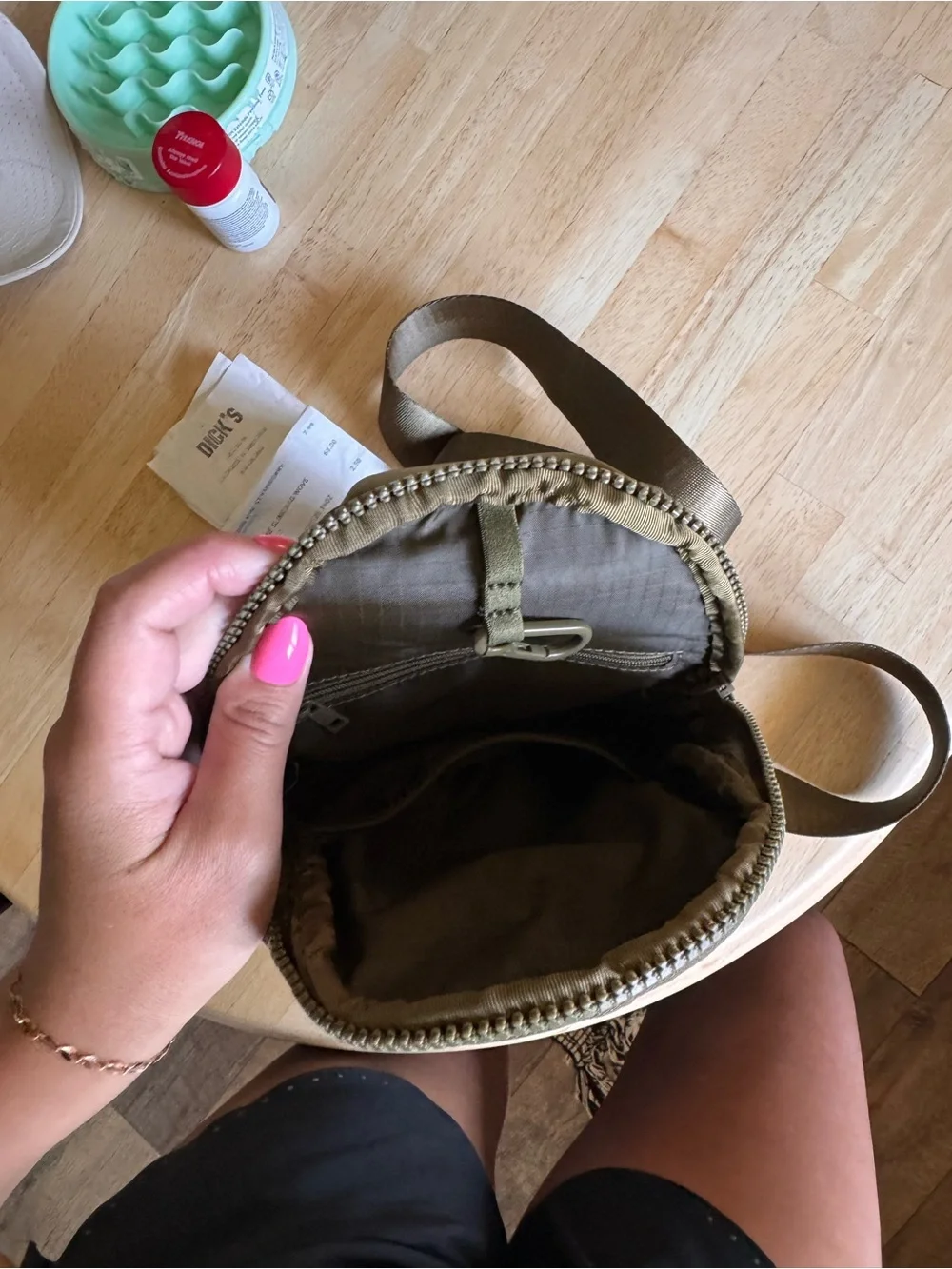CALIA by Carrie Underwood Olive Green Neoprene Sling Bag NWT